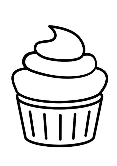 Cupcake Coloring Pages For Kids Cupcake Doodles Easy, Cupcake Cartoon Drawing, Cupcake Art Project, Cupcake Art For Kids, How To Draw A Cupcake, Cupcake Template Free Printable, Cupcake Drawing Easy, Cute Coloring Pages Easy, Cupcake Colouring