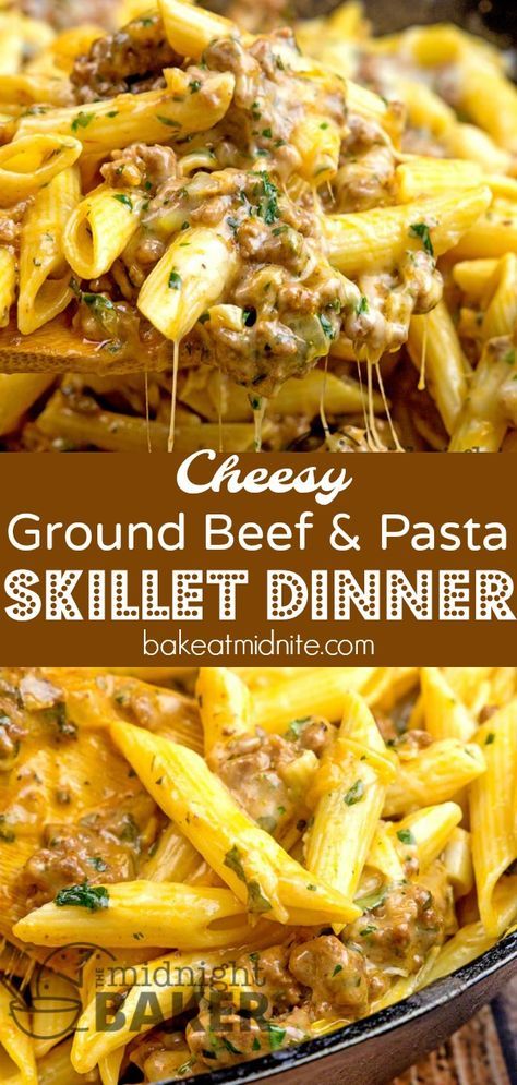 Ground Beef And Pasta, Beef And Pasta, Pasta Simple, Beef Skillet, Cheesy Ground Beef, Pasta Skillet, Resep Pasta, Pasta Vegetariana, Ground Beef Pasta