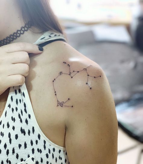 Sagittarius Star Tattoo Zodiac Constellations, Sagittarius Shoulder Tattoo, Sagitarious Tattoos Constellation, Constellation Sagittarius Tattoo, Astrological Tattoos Sagittarius, Sagittarius Tattoo Collar Bone, Sagittarius Tattoo Constellation Stars, Zodiac Tattoos Sagittarius Woman, Sagittarius Tattoo Ideas Woman