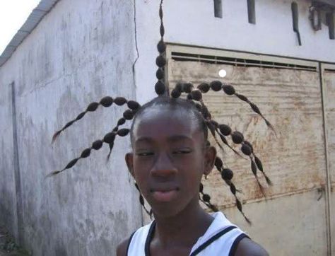 The Abacus Funny Braids, Worst Haircut Ever, Terrible Haircuts, Weird Haircuts, Bead Hair, Bad Haircut, Performance Marketing, Hair Beads, Braids Hairstyles