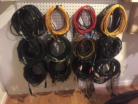 Cable management | mrvaraldo | Flickr Music Studio Storage, Music Room Organization, Range Cable, Tech Storage, Studio Storage, Drum Room, Home Studio Ideas, Home Music Rooms, Music Storage