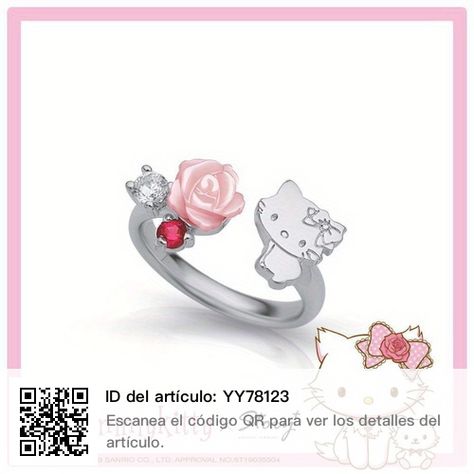 Hello Kitty Ring, Hello Kitty Jewelry, Charmmy Kitty, Woman Birthday Party, Unique Roses, Cat Ring, Rose Ring, Rose Jewelry, Themed Jewelry