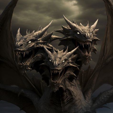 Thanks to its debut 60 years ago on December 20, 1964 in Ghidorah, the Three-Headed Monster, King Ghidorah isn't just an extraterrestrial dragon, it is also a Wood Dragon according to the Chinese Zodiac. Three Dragons, Multi Headed Dragon, Two Headed Dragon, Three Headed Dragon, King Ghidorah, Half Dragon, 3 Headed Dragon, Sabretooth Tiger, Mythological Animals