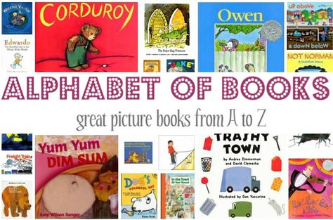 A list of 26 great picture books , one for each letter of the alphabet complete with reviews. Prek Books, Alliteration Activities, Teaching Alphabet, Books For Preschool, Abc Preschool, Preschool Library, Books For Preschoolers, Prek Literacy, Letter Practice