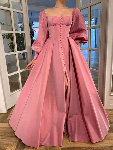 Scoop Neck Prom Dress, Long Sleeve Prom, Long Sleeve Dress Formal, Long Sleeve Evening Dresses, Formal Party Dress, Satin Prom Dress, Prom Dresses With Sleeves, Prom Dresses Long With Sleeves, Floor Length Dresses