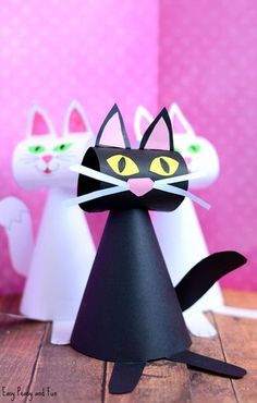 Paper Cat Craft, Høstaktiviteter For Barn, Paper Cats, Kraf Kertas, Cat Birthday Party, Seni Origami, Halloween Crafts For Kids, Cat Crafts, Crafts For Kids To Make