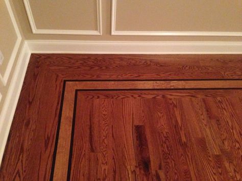 Hardwood Floor Borders Monmouth County NJ | Melo Floors Floor Border Design, Dinning Room Flooring, Gallery Stairs, Lifeproof Vinyl, Border Design Ideas, Wood Floor Pattern, Kitchen Extensions, Wood Floor Design, Art Deco Wood