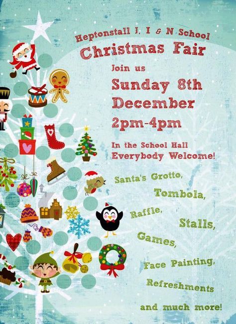 Saturday Christmas, Christmas Fayre Ideas, Fundraising Poster, Christmas Sunday, Christmas Fair Ideas, Pta Fundraising, School Fair, Hebden Bridge, Fundraiser Flyer