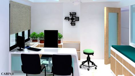 Clinic Interior Design Doctors Cabin, Doctors Cabin Interior, Doctor Consulting Room Interior Design, Opd Interior, Doctor Cabin Interior Design, Polyclinic Design, Doctor Consulting Room, Small Clinic Interior Design, Small Clinic Design