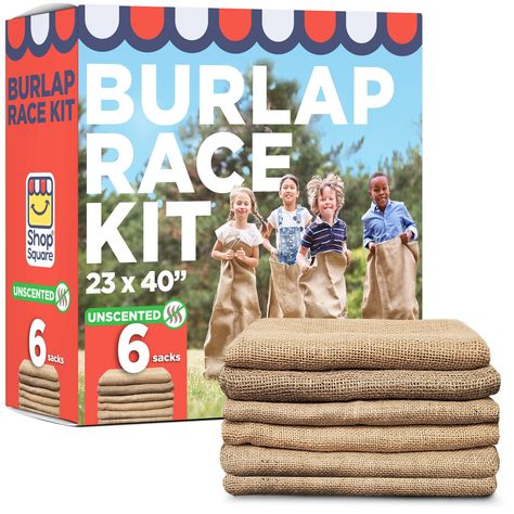 PRICES MAY VARY. 6 BURLAP POTATO RELAY RACE SACKS: Measuring 23” x 40” these sacks are great for players of all ages, big enough for use by adults and small enough to be used by children. The sacks are large enough to reach the waist of a 6’-tall adult, and not too large for a child to use comfortably. DE-SCENTED: These sacks were treated to remove the smell of natural burlap fibers, giving you the same fun potato-sack racing without the offending scent. TOUGH AND DURABLE: Naturally tough, the n Adult Easter Games, Potato Sack Race, Outdoor Lawn Games, Fall Festival Activities, Potato Sack Races, School Fall Festival, Field Day Games, Mother's Day Games, Easter Games For Kids