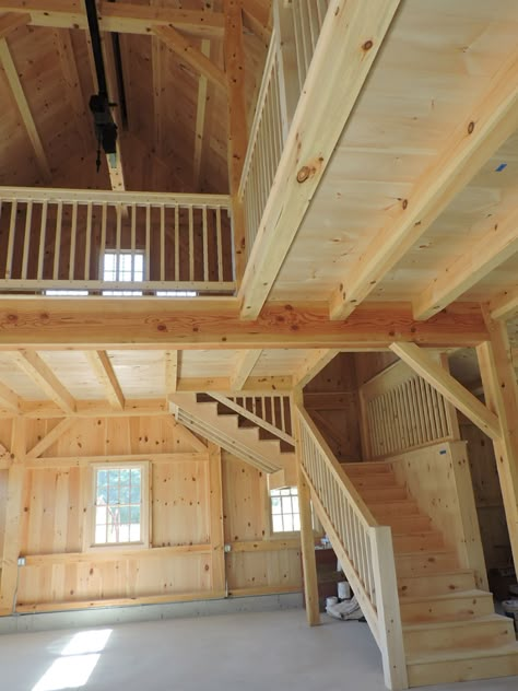 Timber Frame Barn Workshop and Garage - Houses and Barns Garage Workshop With Apartment, Farm Shop Ideas Workshop, Barn Workshop Ideas, Workshop Exterior, Garage Houses, Barn Loft Apartment, Lighting Plans, Timber Frame Garage, Build Garage