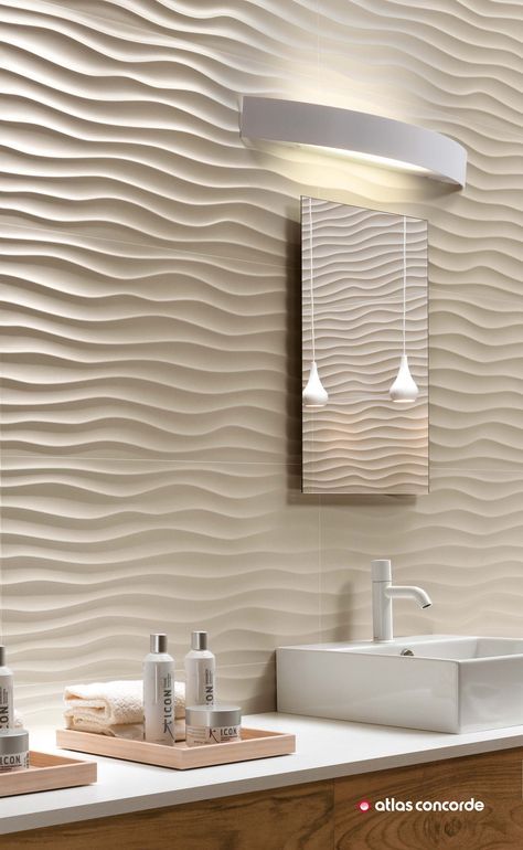 3D Wall Tiles for bathrooms, kitchens, Spas. www.atlasconcorde.com #atlasconcorde Bathroom Wall Tiles Design, Design Interior Baie, Makeover Kamar Mandi, Bathroom Wall Tile Design, Room Wall Tiles, Walls Design, Modern Bathroom Tile, 3d Wall Tiles, Decorative Wall Tiles