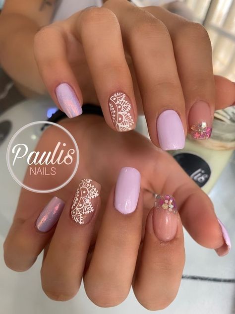 Summer Nails 2023 Color Trends, Nails 2023 Color Trends, Henna Nail Art, Summer Nails Art Designs, 2023 Color Trends, Pink Bling Nails, Mandala Nails, Summer Nails Art, Rose Gold Nails Design