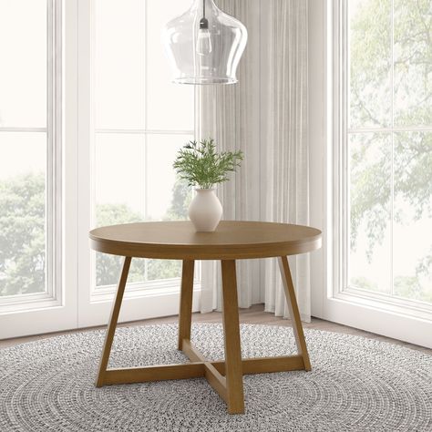 Plank and Beam Classic Solid Wood Round Dining Table - 47 - Bed Bath & Beyond - 39720377 Round Table For 4, Farmhouse Round Table, Circular Kitchen Table, Kitchen Table Farmhouse, Small Round Kitchen Table, Solid Wood Kitchen Table, Small Dining Table Set, Wood Kitchen Table, Wooden Kitchen Table