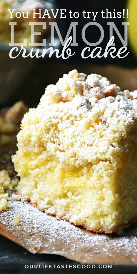 A New York style crumb cake with the most amazing twist of lemon in every bite! This Lemon Crumb Cake is easy to make and PERFECT for EASTER!! This MAKE-AHEAD recipe is the Easter dessert you've… More Lemon Crumb Cake, Torte Cupcake, Lemon Dessert Recipes, Sweet Cake, Crumb Cake, Crumb Topping, Lemon Desserts, Easter Dessert, Lemon Recipes