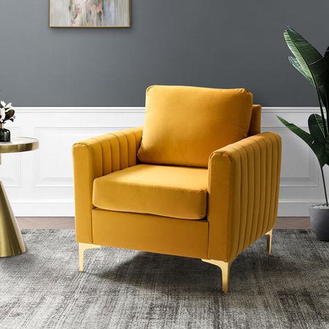 Mustard Chair, Club Chairs Living Room, Velvet Club Chair, Living Room Yellow, Yellow Accent Chairs, Comfy Reading Chair, Comfy Reading, Club Armchair, Yellow Bedroom