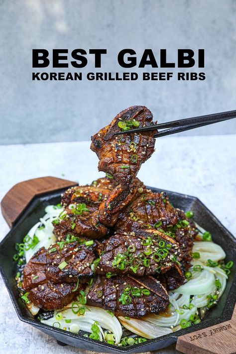 Seongkyong Longest, Seonkyoung Longest Recipes, Korean Bbq Ribs Recipe, Galbi Recipe Korean Beef, La Galbi Recipe, Galbi Recipe, Grilled Beef Short Ribs, Grilled Beef Ribs, Koreansk Mad