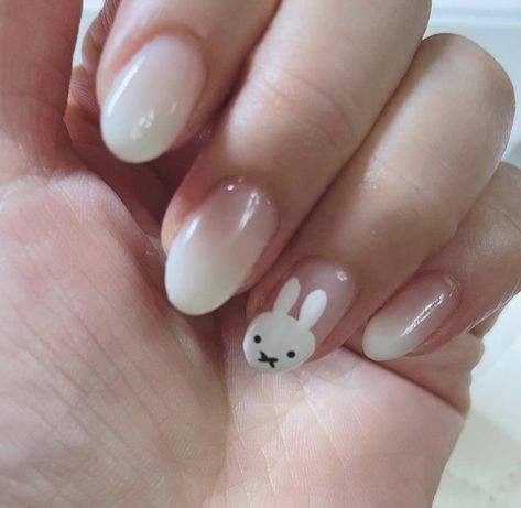 Korean Summer Nails, Kawaii Nail Designs, Txt Nails, Miffy Nails, Face Ideas, Character Face, Bunny Nails, Cute Simple Nails, Blush Nails