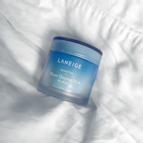 Sleeping Face Mask, Water Sleeping Mask, Laneige Water Sleeping Mask, Skincare Products Photography, Blue Lips, Light Blue Aesthetic, Overnight Mask, Laneige Lip Sleeping Mask, Skin Mask