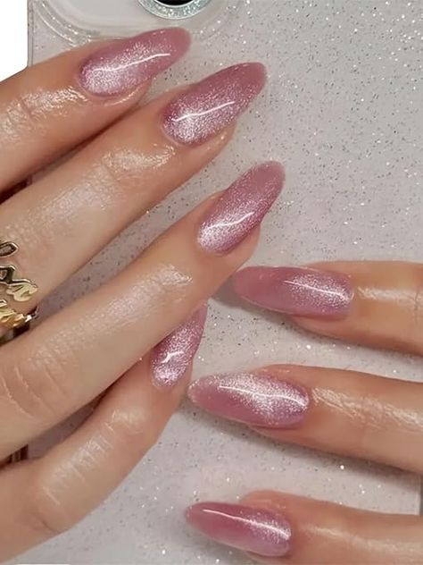 Magnetic effect press on nails from amazon , Grab it now😍💖 Dark Pink Color, Magnetic Nails, Fake Nail, Cats Eye, Secret Life, Almond Nails, Winter Nails, Fake Nails, Glitter Nails