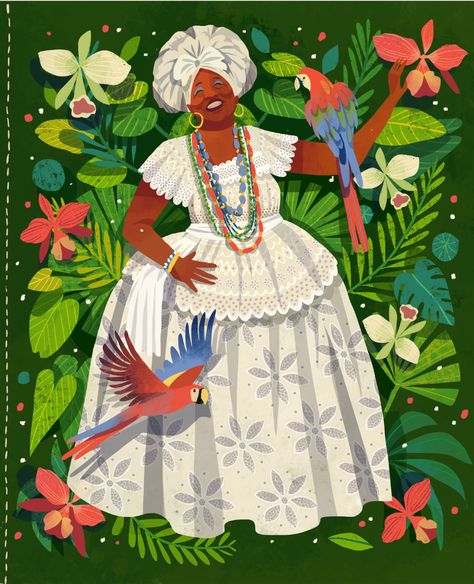 Caribbean Character Design, Caribbean Illustration, Chaaya Prabhat, Brazil Illustration, Brazil Dress, Brazil Culture, Hispanic Art, Brazil Art, Brazil Carnival