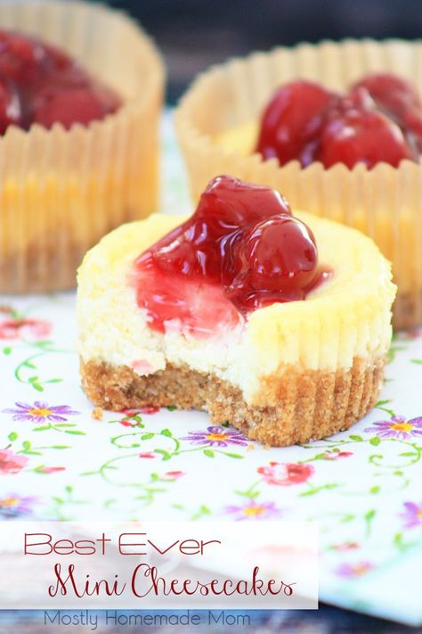 THE BEST recipe ever for Mini Cheesecakes! My kids beg me to make these again and again! Fruit Coulis, Mini Patisserie, Philadelphia Cheesecake, Cheesecake Cookie, Dessert Mini, Mini Cheesecake Recipes, Torte Cupcake, Brownie Desserts, Cheesecake Cupcakes