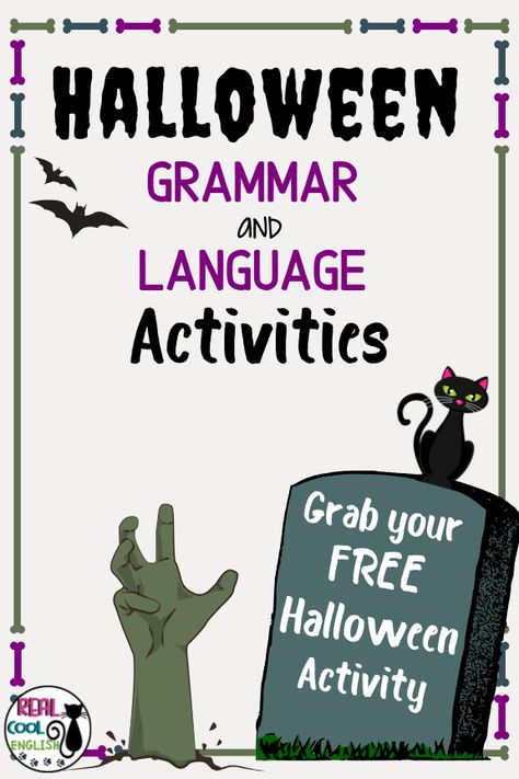 Halloween Grammar Activities, Upper Elementary Halloween, Halloween Reading Activity, Halloween Language Arts, Halloween Lesson Plans, Halloween Literacy, Halloween Teaching, Language Practice, Halloween Lesson