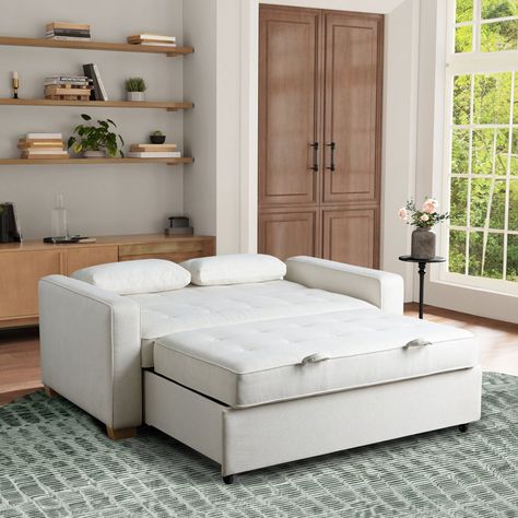 Serta Monroe Queen Size Convertible Sleeper Sofa & Reviews | Wayfair Couch Converts To Bed, Convertible Sofa Bed Small Spaces, Sofa Bed Guest Room Ideas, Sleeper Sofas Small Spaces, Sleeper Sofa Guest Room, Multi Purpose Guest Room, Sofa Bed Guest Room, Durable Sofa, Seattle Apartment