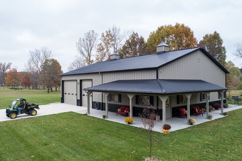 Home Architecture Styles, Pole Barn Designs, Pole Barn Plans, Metal Building House Plans, Metal Building Designs, Building A Pole Barn, Metal Barn Homes, Barn House Design, Building A Garage