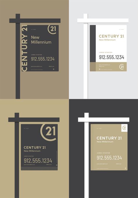 New Logo and Identity for Century 21 Real Estate Yard Signs, Realtor Signs, Getting Into Real Estate, Real Estate Sign Design, Century 21 Real Estate, Real Estate Signs, Real Estates Design, Collateral Design, Real Estate Logo Design