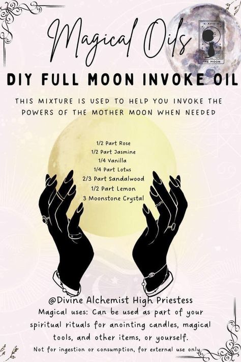 Magick Oil, Mother Moon, Herbal Witch, Essential Oil Roller Bottle Recipes, Essential Oil Perfumes Recipes, Teen Witch, Wiccan Spell Book, Essential Oil Blends Recipes, Witchcraft Spell Books