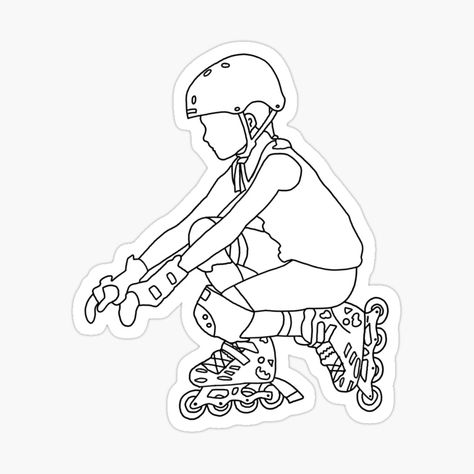 Get my art printed on awesome products. Support me at Redbubble #RBandME: https://www.redbubble.com/i/sticker/Inline-skate-lineart-by-emilyvannooij/120208370.EJUG5?asc=u Inline Skates Drawing, Skates Drawing, Skate Stickers, Inline Skates, Inline Skate, Future Apartment Decor, Skating Rink, Learn Drawing, Logos Inspiration