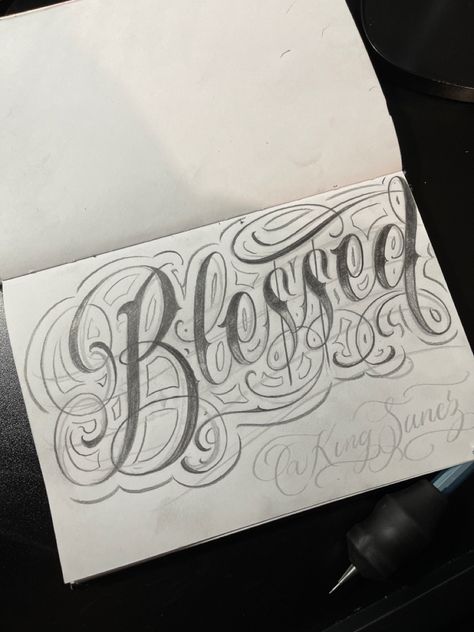 Blessed Drawing, Cholo Fonts Lettering Art, Chicana Art Letters, Chicano Letters Love, Chicano Love Letters, Chicano Love Letter Drawings, Chicano Tattoos Lettering, Job Change, Name Drawings