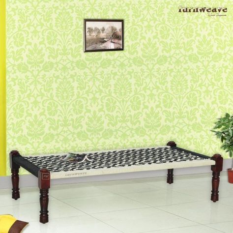 Buy Wooden Charpai Online | Wooden Khaat at Best Price-Furnweave Woven Furniture, Sheesham Wood, Wooden Bench, Solid Wood Furniture, Buy Handmade, Buying Furniture, Sleep Comfortably, Black And White Colour, Brighten Your Day