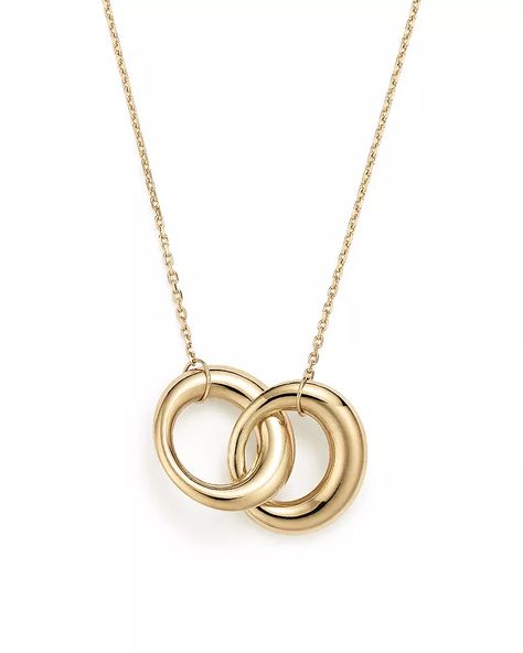 Bloomingdale's - 14K Yellow Gold Double Interlocked Circle Chain Necklace, 17" - 100% Exclusive Interlocking Circle Necklace, Diamond Circle Pendant, Circle Chain, Geometric Pendant Necklace, Freshwater Pearl Drop Earrings, Korean Jewelry, Circle Pendant Necklace, Gold Circle, Jewelry Essentials