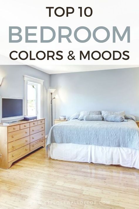 Let’s talk bedroom colors and moods for a minute. If you’re getting ready to paint or decorate your sleeping space, you might be wondering what’s the best color scheme for you…and why. Color can absolutely affect the way you feel, so you should carefully consider the way your chosen hues affect your mood. And that’s why we’re here today. In this article, we’ll discuss color psychology as well as the most popular bedroom colors, plus the moods they evoke. #affiliate Soothing Room Colors, Bedroom Color Combinations Ideas Cozy, Best Primary Bedroom Colors, Uplifting Bedroom Colors, Guest Bedroom Colours, Restful Bedroom Colors, Calm Peaceful Bedroom Ideas, Bedroom Color Theme Ideas, Soothing Bedroom Colors Relaxing