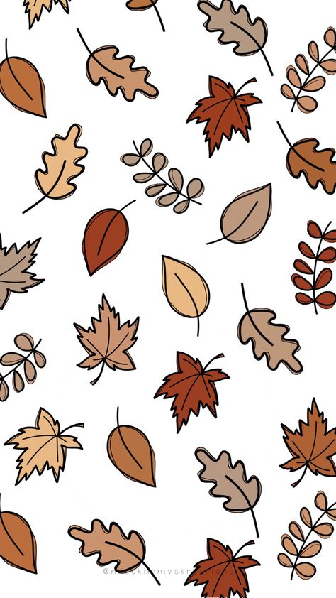 Fall Drawing Wallpaper, Autumn Wallpaper Drawing, Cute Fall Clip Art, Fall Background Ipad, Small Pattern Wallpaper, Thanksgiving Lockscreen, Fall Leaf Wallpaper, Simple Fall Backgrounds, Fall Vector Illustrations