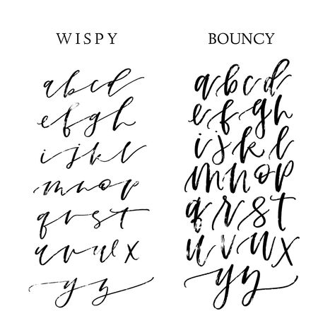 Bouncy Calligraphy, Brush Lettering Alphabet, Brush Lettering Tutorial, Hand Lettering Alphabet Fonts, Calligraphy Fonts Alphabet, Lettering Styles Alphabet, Fancy Writing, Print Handwriting, Writing Fonts