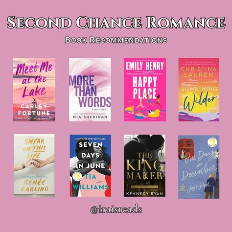 Second Chance Romance Book Recommendations Books featured: Meet Me At The Lake by @carleyfortune More Than Words by @miasheridanauthor Happy Place by @emilyhenrywrites Something Wilder by @christinalauren Swear On This Life by @reneecarlino1 Seven Days In June by @tiawilliamswrites The King Maker by @kennedyryan1 One Day In December by @josiesilverauthor #book #booklover #bookstagram #books #booknerd #bookaddict #bookcommunity #bookrecommendations #booktok #read #readmorebooks #boo... Second Chance Romance Books, Something Wilder, Seven Days In June, One Day In December, Meet Me At The Lake, Romance Book Recommendations, King Maker, Second Chance Romance, King's Maker