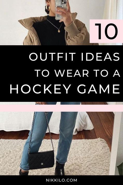 Yes, it’s possible to style your hockey jersey in a way that shows off your team pride and still looks cute. In this article, I’m sharing 10 cute outfit ideas that are perfect for women to wear to a hockey game. I’ve collected the best outfits inspired by a variety of NHL teams and along the way, I’ll be linking some of my favorite fashion pieces to help you recreate these looks for yourself. Tap or click to keep reading! Playoff Game Outfit, Fall Hockey Game Outfit, What To Wear To Hockey Game Outfits, Hockey Game Outfit Ideas, Hockey Game Outfits For Women Fall, Hockey Rink Outfits Mom, Ice Hockey Game Outfit, Cute Hockey Mom Outfits, Kings Game Outfit