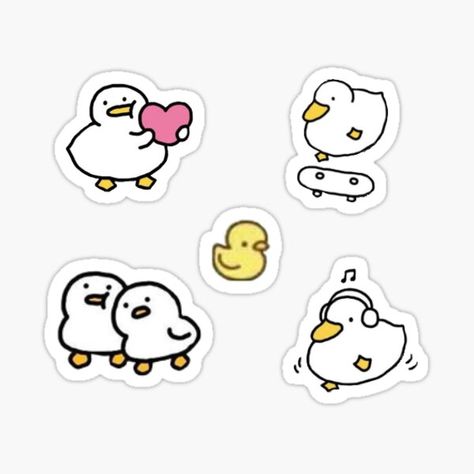 Cute Duck Stickers, Sticker Design Ideas, Duck Stickers, Simple Stickers, Tiny Stickers, Black And White Stickers, Cute Laptop Stickers, Iphone Case Stickers, Sticker Template