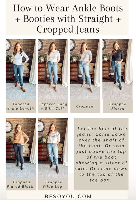 Ankle Length Flared Jeans Outfit, Straight Jeans Length, Lug Boots With Cropped Jeans, Straight Cropped Jeans Outfit Winter, Cropped Bootcut Jeans With Boots, Cropped Bootcut Jeans Outfit Fall, Ankle Jeans And Boots, Cropped Pants With Ankle Boots, How To Style Ankle Jeans