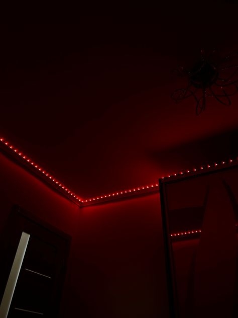 #red #room #romantic #aesthetic #night Romantic Bedroom Lighting Ideas, Room Aesthetic Dark, Bedroom Aesthetic Dark, Romantic Bedroom Lighting, Room Romantic, Romantic Aesthetic, Dark Bedroom, Romantic Room, Red Led Lights