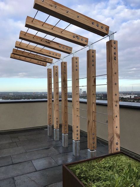 Cantilevered Pergola, Wisteria Trellis, Canopy Architecture, Modern Deck, Sun Canopy, Backyard Privacy, Farmhouse Landscaping, Hidden Garden, Small Courtyards