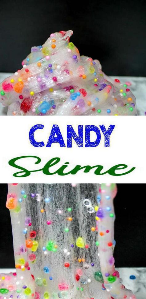 Slime Theme, Slime Without Borax, Candy Slime, Cool Slime Recipes, Borax Slime, Candy Theme Birthday Party, Crunchy Slime, Slime Birthday, Fun Diy Craft Projects