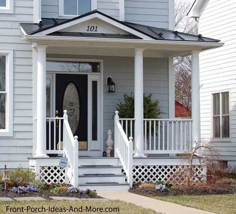 Adding A Porch Roof | Just wanted to show you how they replicated the color of the roof with ... Shed Roof Porch, Ranch Porch, Roof Design Ideas, Porch Roof Design, Herndon Virginia, Front Porch Addition, Porch Enclosures, Porch Curtains, Porch Remodel