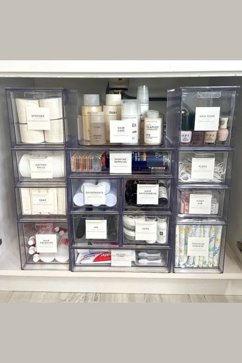 ✨ Under Sink Organization ✨ Maximize your space with smart under-sink organization. Use stackable bins, sliding drawers, and clear containers to neatly store cleaning supplies, toiletries, and essentials. Keep everything easily accessible and clutter-free! 🧴✨ #UnderSinkOrganization #BathroomStorage #ClutterFreeLiving #HomeOrganization #OrganizedSpaces Under Bath Sink Organization, Master Bath Under Sink Organization, Pad Tampon Organization, Bathroom Organization No Cabinets, Modern Bathroom Organization Ideas, Bathroom Organization With No Drawers, Dental Cabinet Organization, The Home Edit Medicine Cabinet, Body Wash Organization