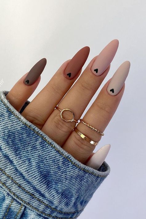 Check out these insanely cute fall nail ideas that you can copy this cozy season! Cute Nail Ideas Fall, Modern Fall Nails, Fall Short Almond Nails Ideas, Fall Nail Ideas Coffin, Fall October Nails, Nail Ideas Matte, Late Summer Nail Ideas, Summer To Fall Transition Nails, Matte Fall Nails