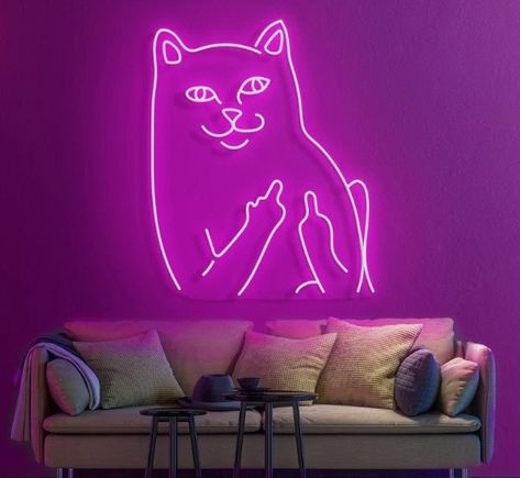 Cat Neon Sign, Cat Bathroom, Neon Store, Neon Light Art, Bad Cat, Neon Bedroom, Cat Lead, Cat Custom, Custom Neon Lights