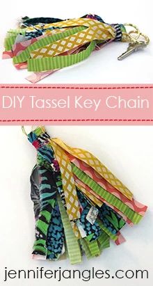 How To Make A Key Chain Out Of Yarn, Fabric Keychain Diy, Diy Bag Tags, Tassel Keychain Diy, Jennifer Jangles, Gems Crafts, Shabby Chic Embellishments, Purse Charms Diy, Paperclip Crafts